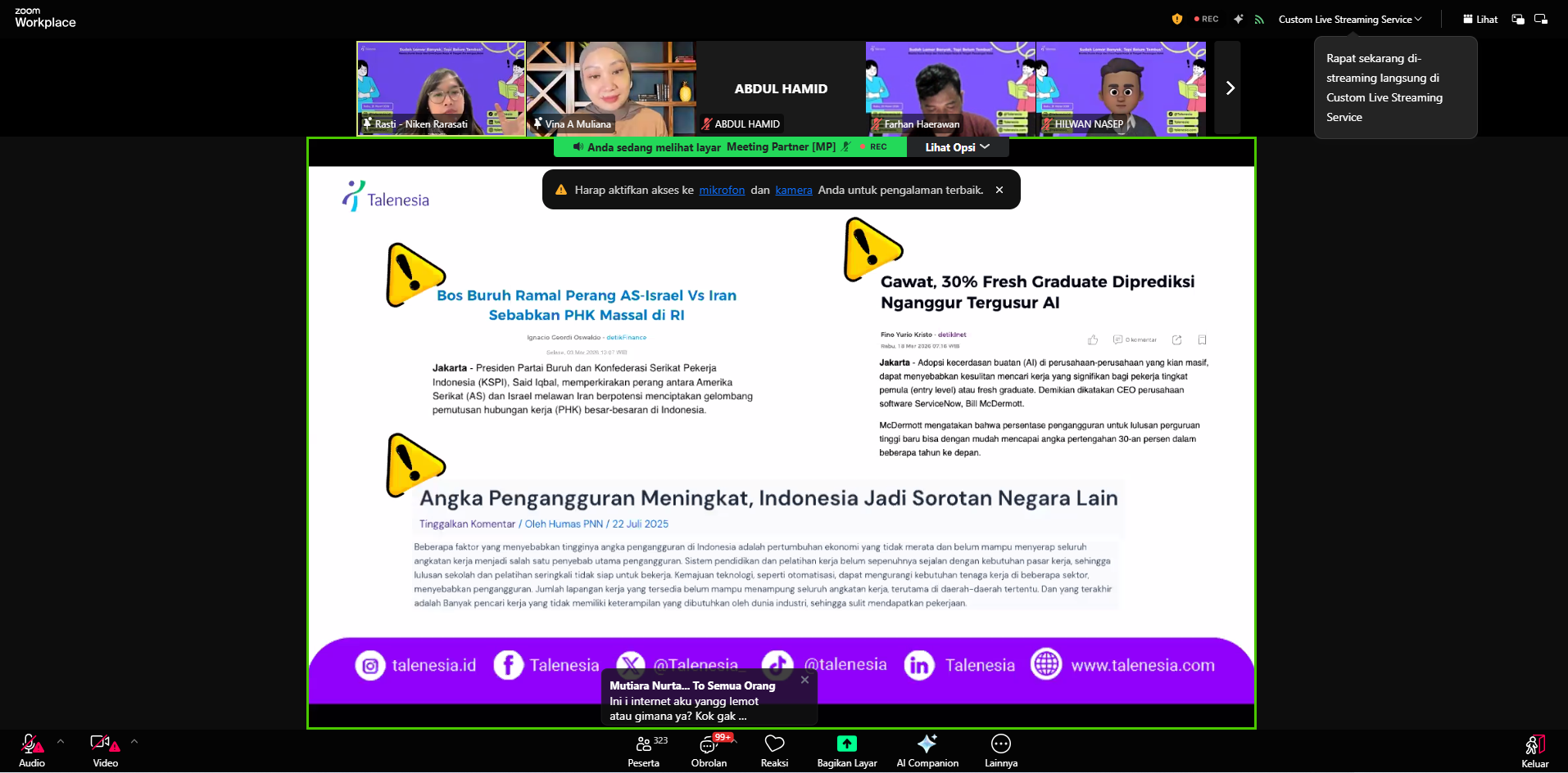 Webinar Nasional Ungkap Realita Dunia Kerja, Ini Cara Agar Lamaran Tak Diabaikan